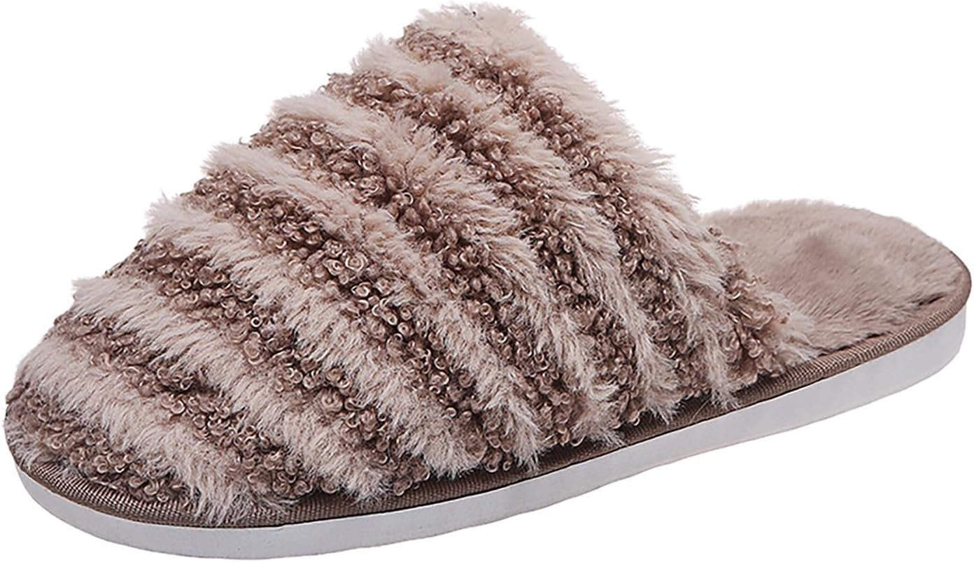 Slippers for Women Indoor Fur Fuzzy Slippers Memory Foam House Shoes Plush Slip on Fleece Outdoor Fluffy Home Slippers