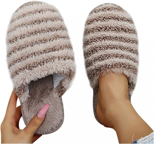 Slippers for Women Indoor Fur Fuzzy Slippers Memory Foam House Shoes Plush Slip on Fleece Outdoor Fluffy Home Slippers